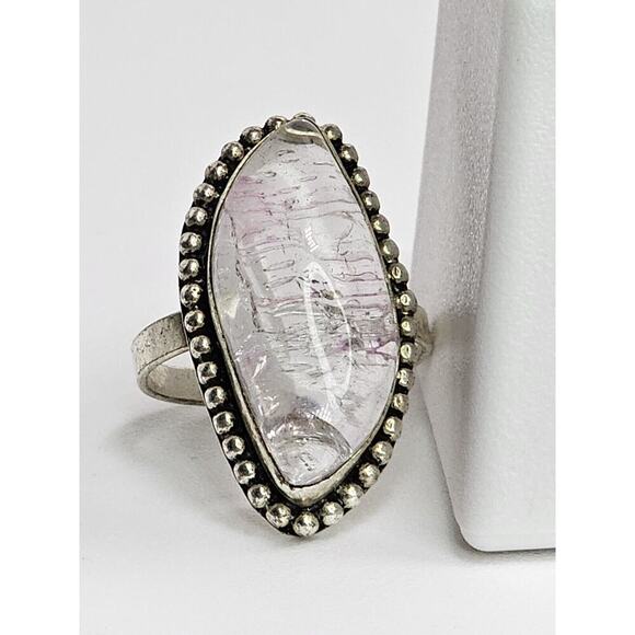 Vintage Stunning Handmade Costume Free Form Natural Quartz Ring 9.25 - Picture 1 of 6